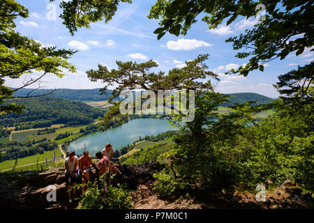 Happurger sehen, Blick von der Houbirg bei Happurg, die Sorte Hersbrucker Alb, Mittelfranken, Franken, Bayern, Deutschland Stockfoto