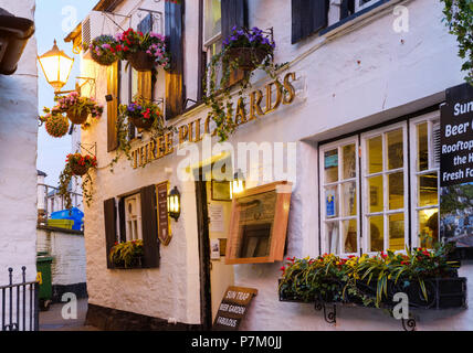 Die drei Sardinen Pub, Polperro, Cornwall, England, Vereinigtes Königreich Stockfoto
