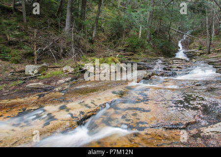 Kedron Flume in der Hart-Lage, New Hampshire in den Frühlingsmonaten. Dieser Wasserfall ist im Crawford Notch State Park. Stockfoto