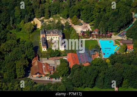 Luftbild, Schloss Dankern Ferienzentrum mit Kabel-Skikurs, Kartbahnen, Surf- und Tauchschule, Haren (Ems), Emsland, Niedersachsen, Deutschland Stockfoto