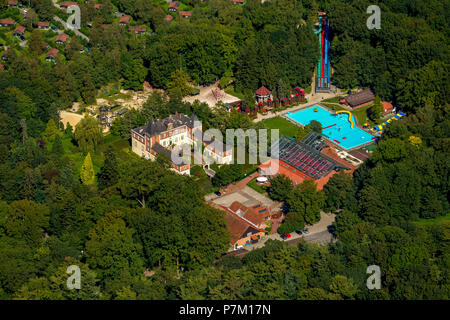 Luftbild, Schloss Dankern Ferienzentrum mit Kabel-Skikurs, Kartbahnen, Surf- und Tauchschule, Haren (Ems), Emsland, Niedersachsen, Deutschland Stockfoto