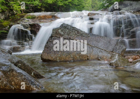 Eine kleine Kaskade auf dem Swift River, in der Nähe der Sawyer River Trail, in den weißen Bergen Stadt Livermore, New Hampshire. Während der Sommermonate. Stockfoto