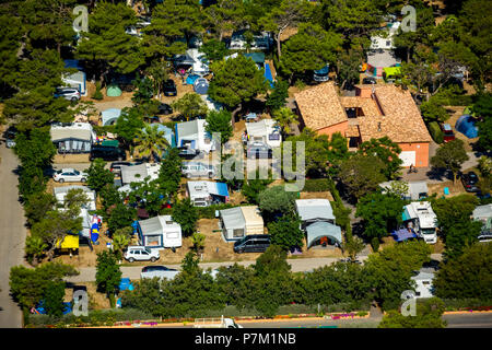 Campingplatz von Canet-en-Roussillon am Mittelmeer, Pyrénées-Orientales Abteilung, Occitanie Region, Frankreich Stockfoto