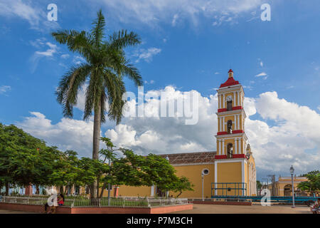 San Juan Batista Kirche, Plaza Marti, Remedios, Provinz Santa Clara, Kuba, Kuba, Großen Antillen, Karibik Stockfoto