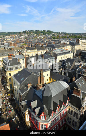 Frankreich, Seine Maritime, Rouen, Blick auf die Stadt von der Oberseite der Gros Horloge Stockfoto