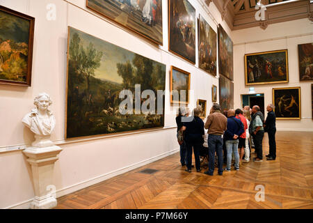 Frankreich, Haute Garonne, Toulouse, Augustins Museum im ehemaligen Augustiner Kloster, Weißer Saal, Gemälde des 17. und 18. Jahrhunderts, Louis XV Hirsch Jagd in den Wald bei St. Germain-en-Laye von Jean-Baptiste Budry, 1730 Stockfoto