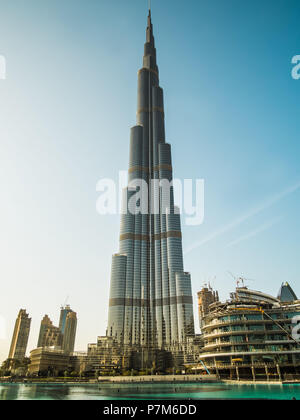 Burj Dubai, der höchste Mann Struktur in der Welt bei 828 Meter, Dubai, Vereinigte Arabische Emirate, Stockfoto