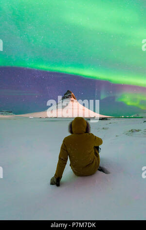 Mount, Kirkjufell Vesturland, Snaefellsness Halbinsel, Island Stockfoto