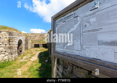 Informationen zu den gepanzerten Landung der Alpe Colonno, Pigra, Val d'Intelvi, Comer See, Lombardei, Italien, Europa, Stockfoto