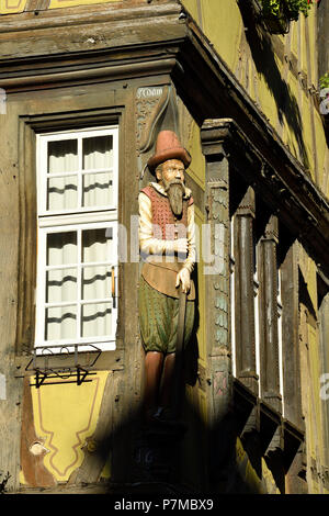 Frankreich, Haut Rhin, Alsace Weinstraße, Colmar, Maison Pfister mit Stil der Renaissance (1537) in der Rue des Marchands Stockfoto