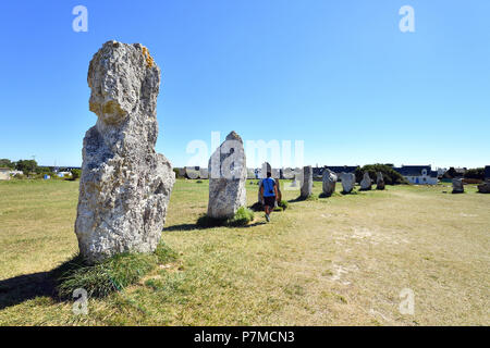 Frankreich, Finistere, Parc Naturel Regional d'Armorique (Armorica Regionalen Naturpark), Presqu'ile de Crozon, Camaret-sur-Mer, lagatjar Ausrichtungen, Jungsteinzeit astronomische Website Stockfoto