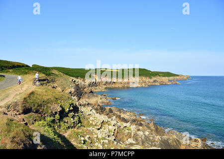 Frankreich, Finistere, Iroise sehen, im Regionalen Naturpark Armorique, Le Conquet, Küstenweg rund um die Halbinsel von Kermorvan Stockfoto