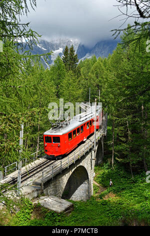 Frankreich, Haute Savoie, Frankreich, Haute Savoie, Chamonix, dem touristischen Zug von montenvers Stockfoto