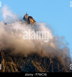 Frankreich, Haute Savoie, Chamonix Mont Blanc, Aiguille du Midi (3848 m) Stockfoto