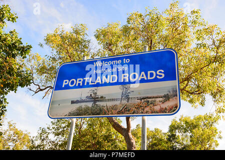 Willkommen bei Portland Straßen Zeichen, Cape York Halbinsel, Far North Queensland, FNQ, QLD, Australien Stockfoto