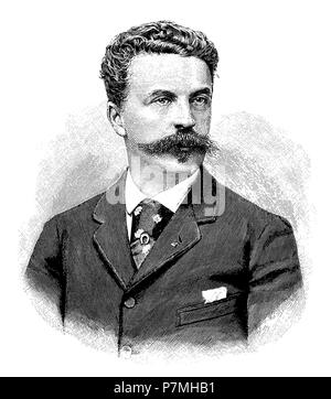 Henry René Albert Guy de Maupassant (Geb. 5. August 1850 in Trouville-sur-Mer, Normandie, † Juli 6, 1893 in Passy, ​​Paris), französischer Schriftsteller und Journalist, 1895 Stockfoto