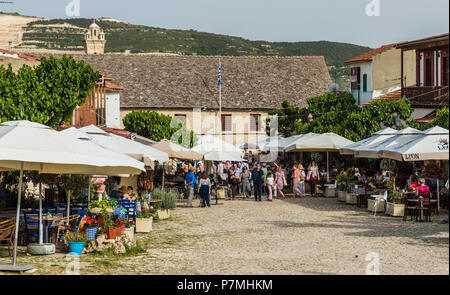 Eine typische Ansicht im traditionellen Dorf Omodos in Zypern Stockfoto