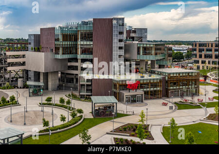 Boise, Idaho, USA - Juni 7, 2018: Sprung, Jack's Urban Treffpunkt, interaktive Creative Center und Gemeinschaft Treffpunkt in der Innenstadt von Boise. Stockfoto