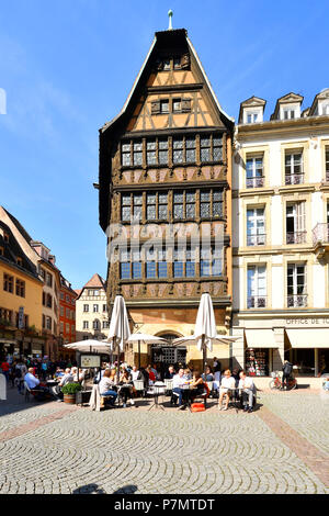 Frankreich, Bas-Rhin, Straßburg, Altstadt Weltkulturerbe von UNESCO, Place De La Cathedrale, Maison Kammerzell des 15. und 16. Jahrhunderts Stockfoto