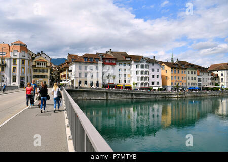 Schweiz, Solothurn, Landhausquai, Aare, der historische Bezirk Stockfoto