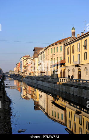 Italien, Lombardei, Mailand, im Stadtteil Navigli, Kanal Naviglio Grande Stockfoto