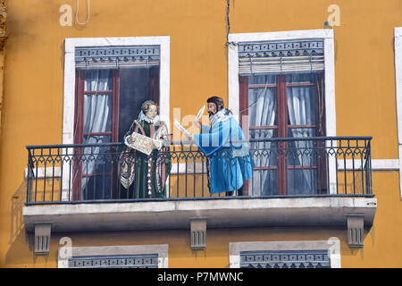 Frankreich, Rhone, Lyon, historische Stätte als Weltkulturerbe von der UNESCO, der Rue de la Martinière, das Fresko des Menschen von Lyon (Fresque des Lyonnais) wurde von der Stadt der Schöpfung, Louise Labé und Maurice Scève realisiert Stockfoto