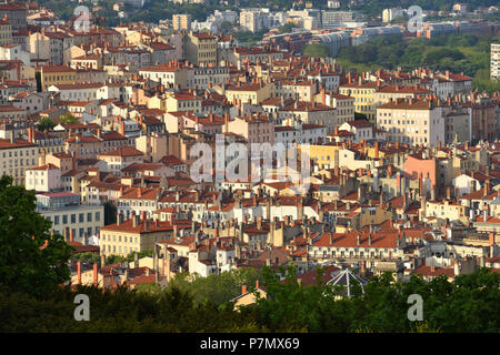 Frankreich, Rhone, Lyon, historische Stätte als Weltkulturerbe von der UNESCO, Panorama vom Fourviere Hügel, die Altstadt von Lyon Stockfoto