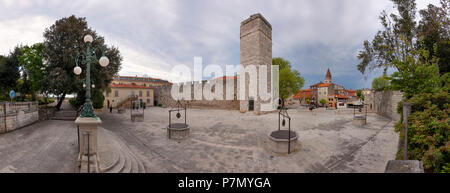 Stadt Zadar, fünf Brunnen quadrat Panoramablick, Zadar, Gespanschaft Zadar, Dalmatien, Kroatien, Europa Stockfoto