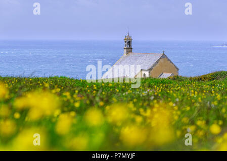 Saint-They Kapelle bei Van Punkt. Camaret-sur-Mer, Finistère, Bretagne, Frankreich. Stockfoto