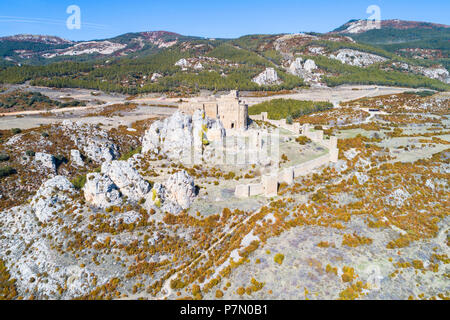 Luftaufnahme von Loarre Schloss. Agüero, Provinz Huesca, Aragón, Spanien, Europa Stockfoto