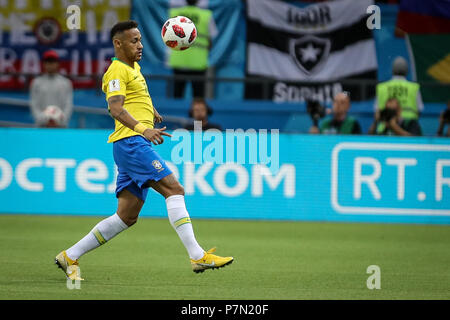 Kasan, Russland. 06. Juli 2018. NEYMAR von Brasilien während der Partie zwischen Brasilien und Belgien gültig für das Viertelfinale der Fußball-Weltmeisterschaft 2018, in der Arena Kazan, Russland statt. Belgien gewinnt 2-1. Credit: Thiago Bernardes/Pacific Press/Alamy leben Nachrichten Stockfoto