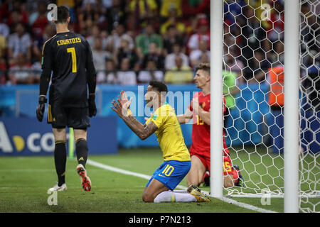 Kasan, Russland. 06. Juli 2018. NEYMAR von Brasilien bei einem Match zwischen Brasilien und Belgien gültig für das Viertelfinale der Fußball-Weltmeisterschaft 2018, Arena in Kasan, Russland statt. Belgien gewinnt 2-1. Credit: Thiago Bernardes/Pacific Press/Alamy leben Nachrichten Stockfoto