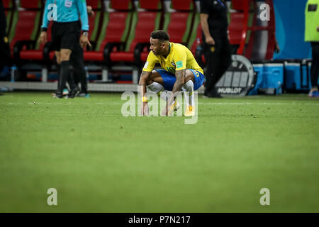 Kasan, Russland. 06. Juli 2018. NEYMAR von Brasilien während der Partie zwischen Brasilien und Belgien gültig für das Viertelfinale der Fußball-Weltmeisterschaft 2018, in der Arena Kazan, Russland statt. Belgien gewinnt 2-1. Credit: Thiago Bernardes/Pacific Press/Alamy leben Nachrichten Stockfoto