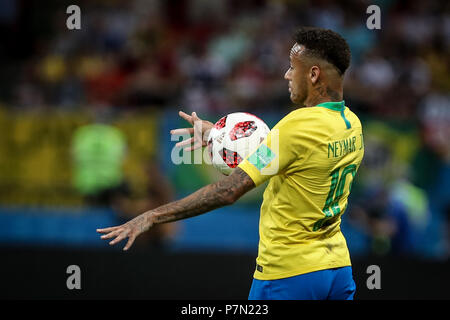 Kasan, Russland. 06. Juli 2018. NEYMAR von Brasilien während der Partie zwischen Brasilien und Belgien gültig für das Viertelfinale der Fußball-Weltmeisterschaft 2018, in der Arena Kazan, Russland statt. Belgien gewinnt 2-1. Credit: Thiago Bernardes/Pacific Press/Alamy leben Nachrichten Stockfoto