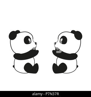 Zwei Pandas auf weißem Hintergrund. Vector Illustration. Stock Vektor
