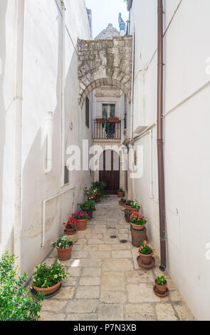 Locorotondo (Apulien, Italien) - Die wunderschöne weiße Stadt in der Provinz von Bari, unter den Top 10 der schönsten Dörfer im Süden Italiens gewählt. Stockfoto
