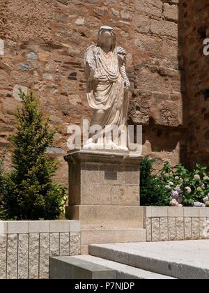 PLAZA MAYOR: FORO DE LOS BALBOS, ESCULTURA DE LA DIOSA CERES. Stockfoto