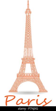 Orange Eiffelturm und Schriftzug Paris. Travel Concept. Vektor Stock Vektor