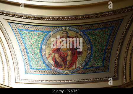 Englisch: Mosaik in der Wisconsin State Capitol, Madison, Wisconsin, USA. Entworfen von Kenyon Cox (1856 - 1919). Dieses Mosaik ist in der Weil der Künstler vor mehr als 70 Jahren starb. 24 Juli 2013, 10:24:38 174 Regierung - Wisconsin State Capitol - DSC03112 Stockfoto