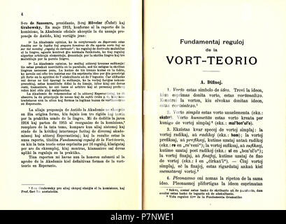 Esperanto: Fundamentaj Reguloj de la Vort-teorio de Esperanto. 1915 6 1915 Vort-teorio 04-05 Stockfoto