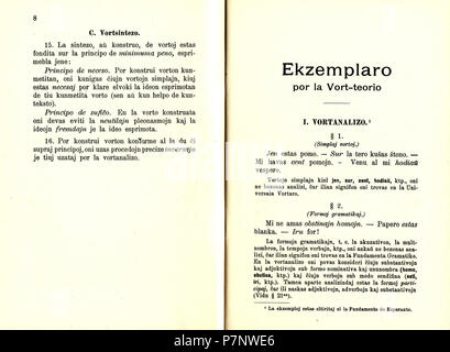 Esperanto: Fundamentaj Reguloj de la Vort-teorio de Esperanto. 1915 6 1915 Vort-teorio 08-09 Stockfoto