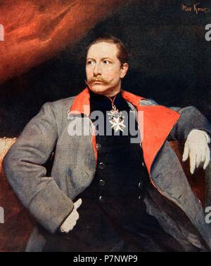 Wilhelm II. von Deutschland (1859-1941). König von Preußen und deutscher Kaiser (1888-1918). Wilhelm II. in den grauen militärische Mantel (1892). Porträt von dem deutschen Maler Max Koner (1854-1900). "Historia Universal", 1942. Stockfoto