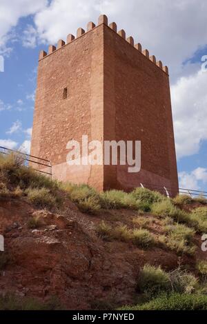 CASTILLO Y TORRE DEL REY VILLARROYA, Zaragoza, ARAGON, ESPAÑA. Stockfoto