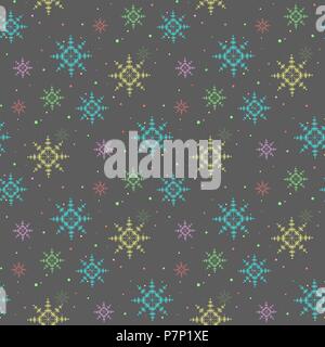 Bunte Schneeflocken nahtlose Muster. Winter endlos Hintergrund eps 10. Stock Vektor