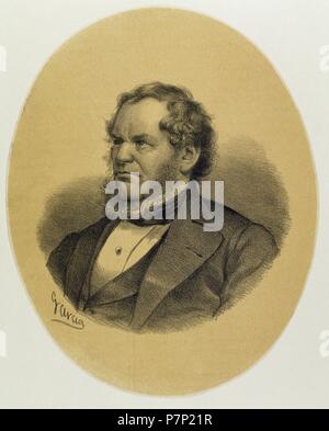 Edward George Geoffrey Smith Stanley, 14. Earl of Derby, (1799-1869). Britischer Staatsmann und Premierminister des Vereinigten Königreichs. Führer der konservativen Partei. Porträt. Kupferstich von Garcia. Stockfoto