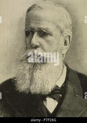 Pedro II von Brasilien (1825 – 1891), der großmütige. Zweiter und letzter Herrscher über das Reich von Brasilien. Porträt. Gravur. Stockfoto