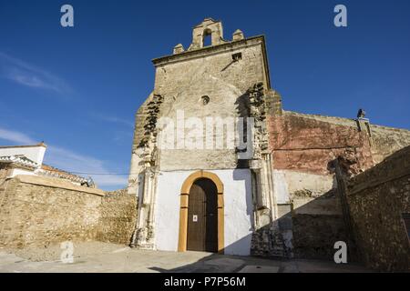 Primitiva Iglesia Parroquial de Nuestra Señora de la Encarnación, sigloXVII, Castillo de Huelva, siglo X, Cerro de Las Torres. Monumento Nacional, Huelva, Malaga, Andalusien, Spanien. Stockfoto