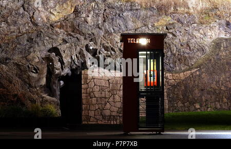 Telefonzelle bei Aker Brygge Oslo Norwegen Stockfoto