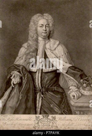 3. Herr Craven. von Johannes Faber Jr, verkauft von George Hopkinson, nachdem Michael Dahl, Mezzotint, 1745 Stockfoto