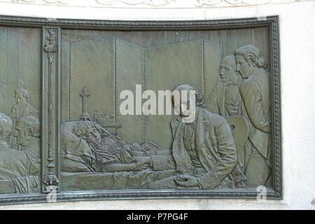 Englisch: Samuel Hahnemann Denkmal - Scott Circle, Washington, DC, USA. Bildhauer: Charles Henry Niehaus (1855 bis 1935). Dieses Kunstwerk ist in der Weil der Künstler vor mehr als 70 Jahren starb. 11 Juni 2015, 10:43:26 340 Samuel Hahnemann Denkmal - Washington, DC - DSC 05609 Stockfoto